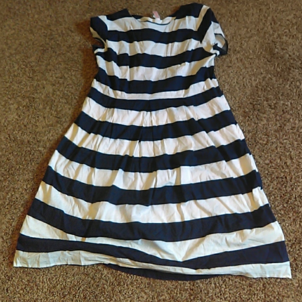 Navy and white striped  cotton dress.